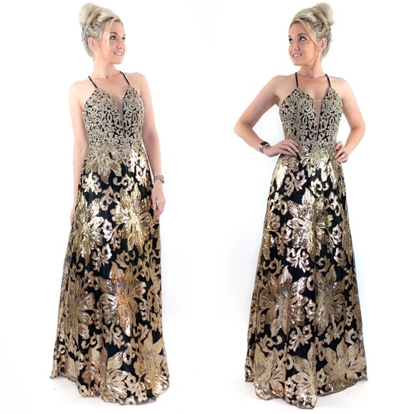 Gold Sparkly Prom Dress - Picture 3 of 8